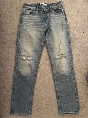 Zara Distressed Light Blue Denim Jeans